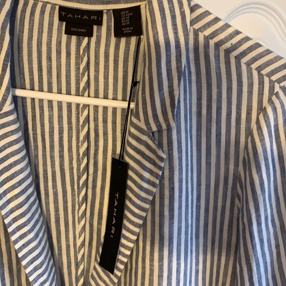 Tahari 100% white and blue striped jacket - Picture 3 of 7
